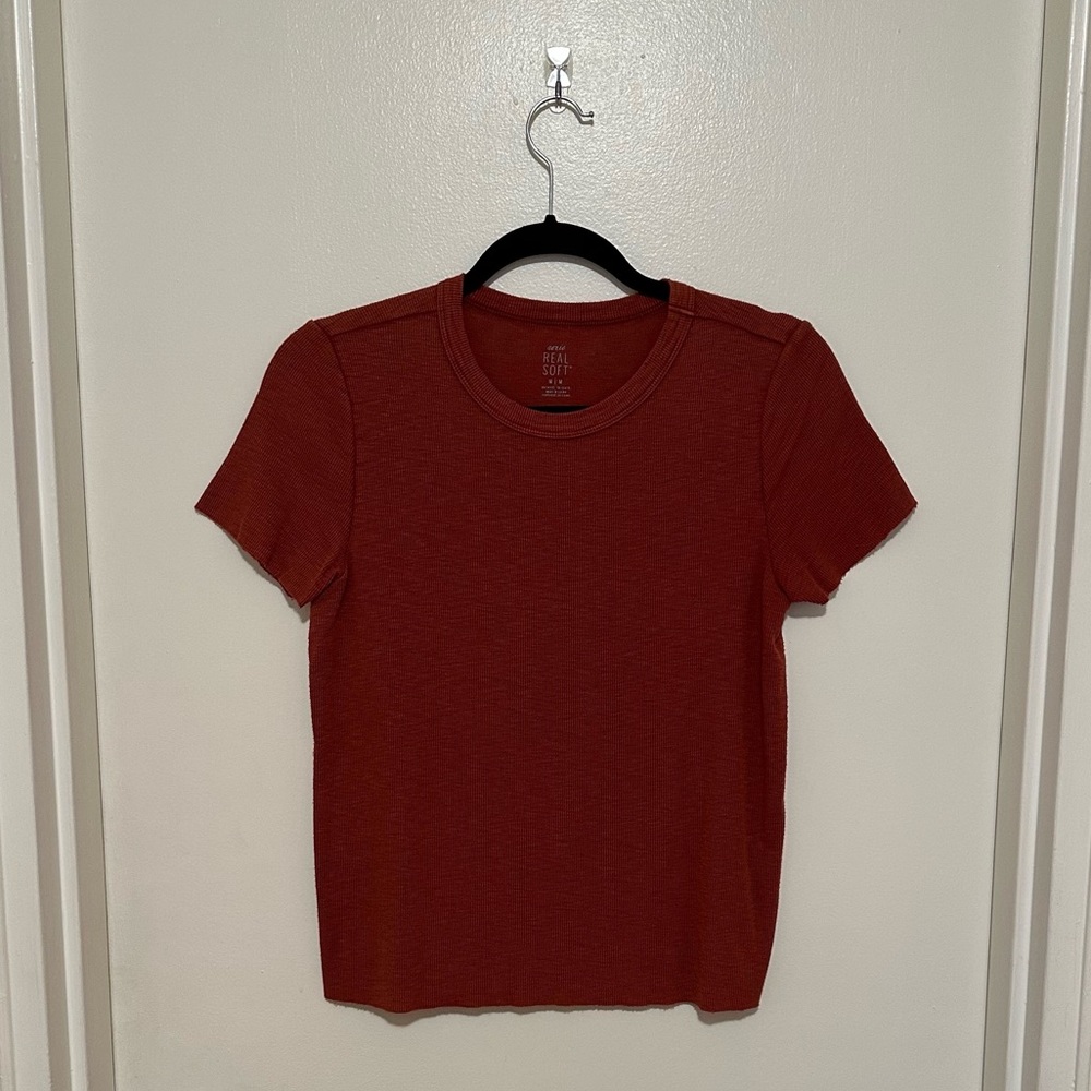 Aerie Ribbed Burnt Orange T-Shirt